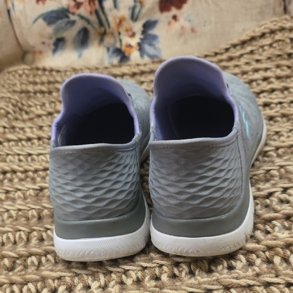 Skechers Women's Blue and Gray Slip In Sneakers - Picture 8 of 9